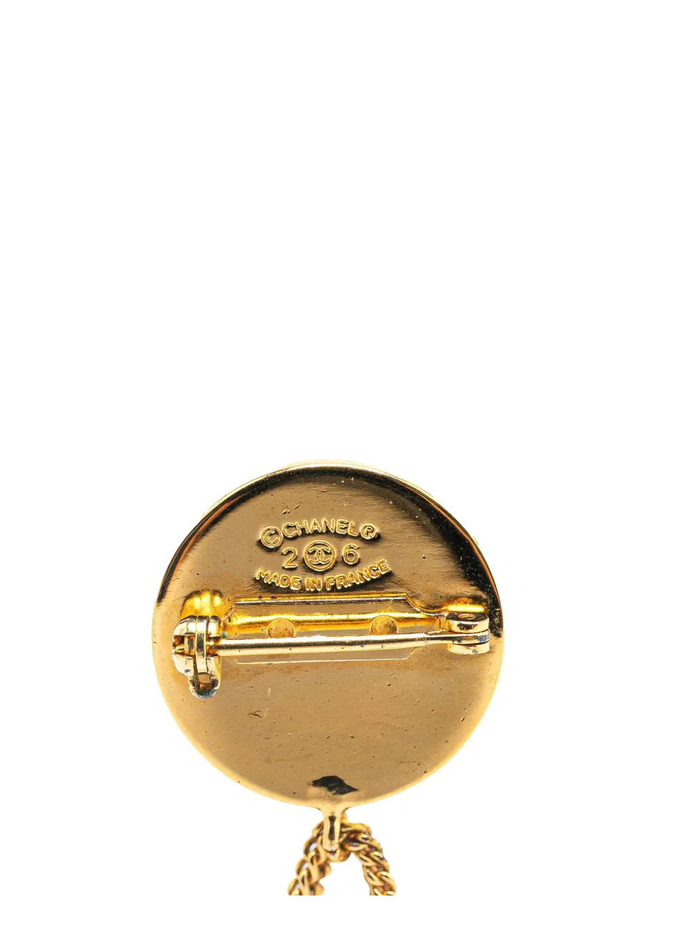 Pre-owned Chanel 1980-1990 Gold Plated Cc Quilted Flap Bag Brooch Costume Brooch