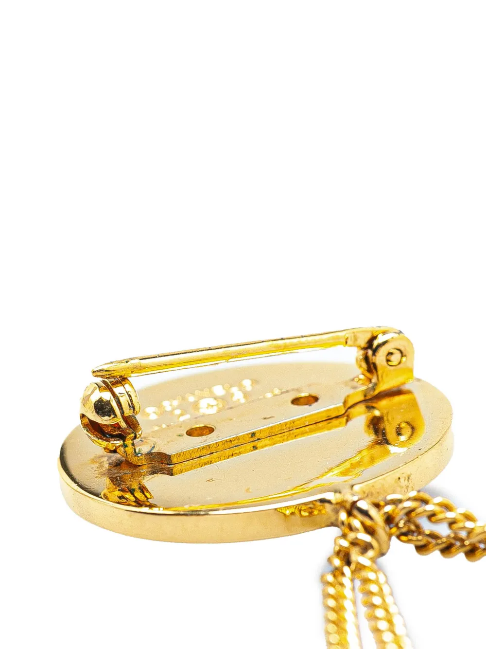 Pre-owned Chanel 1980-1990 Gold Plated Cc Quilted Flap Bag Brooch Costume Brooch