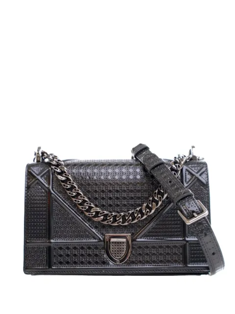 Christian Dior Pre-Owned 2016 Small Metallic Patent Microcannage Diorama Flap crossbody bag