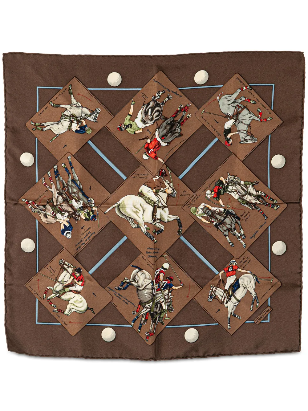 Hermès Pre-Owned 20th Century Le Monde du Polo Pocket Square Silk Hermès Pre-Owned 20th Century Le Monde du Polo Pocket Square Silk
