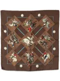 Hermès Pre-Owned 20th Century Le Monde du Polo Pocket Square Silk Scarf scarves - Brown
