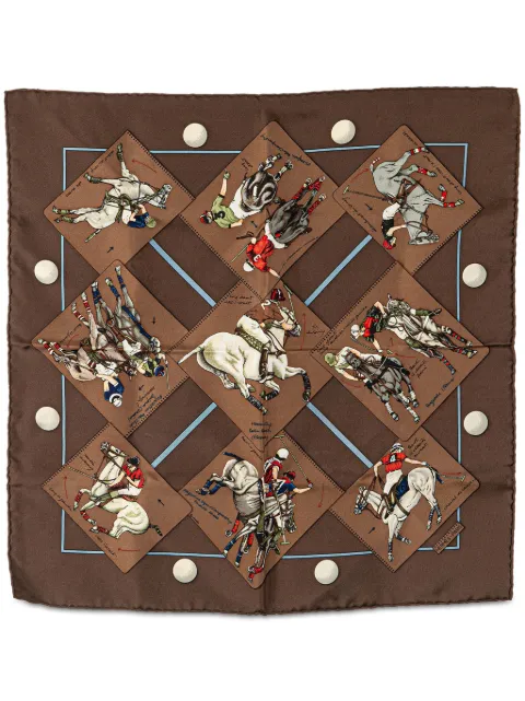 Hermès Pre-Owned 20th Century Le Monde du Polo Pocket Square Silk Scarf scarves