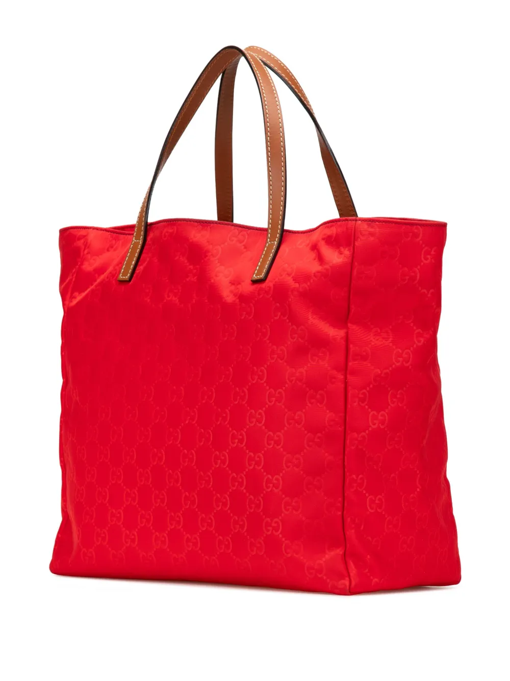 Pre-owned Gucci 2000-2015 Gg Nylon Tote Bag In Red