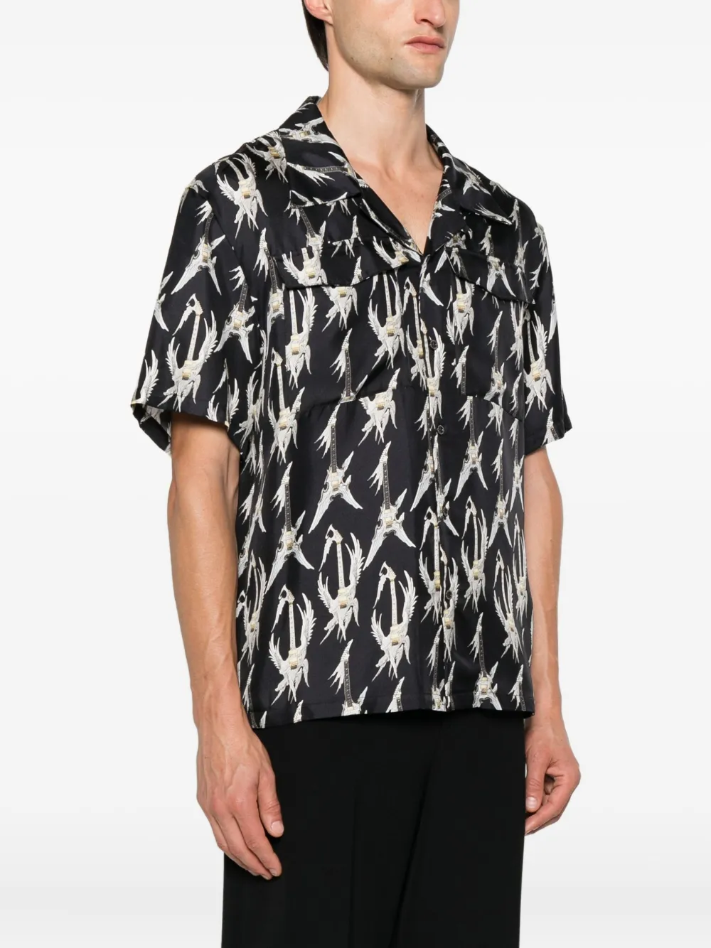 John Richmond T-shirt met gitaarprint en korte mouwen Zwart