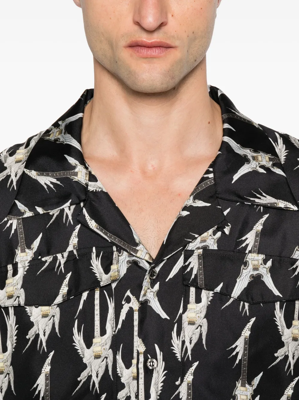 John Richmond T-shirt met gitaarprint en korte mouwen Zwart