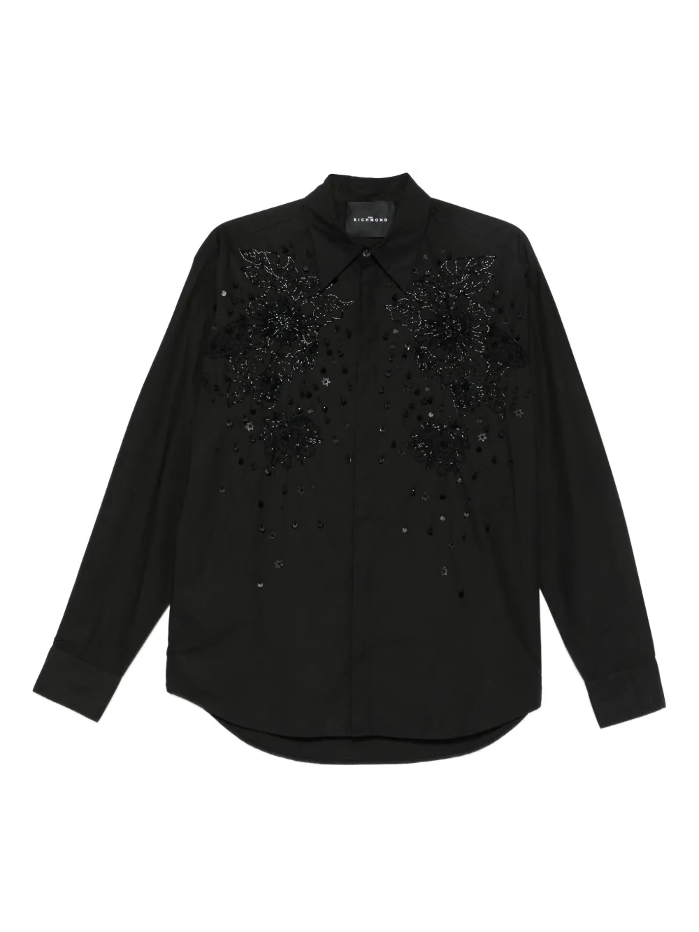 John Richmond floral-sequin embellished shirt | Black | Image 1