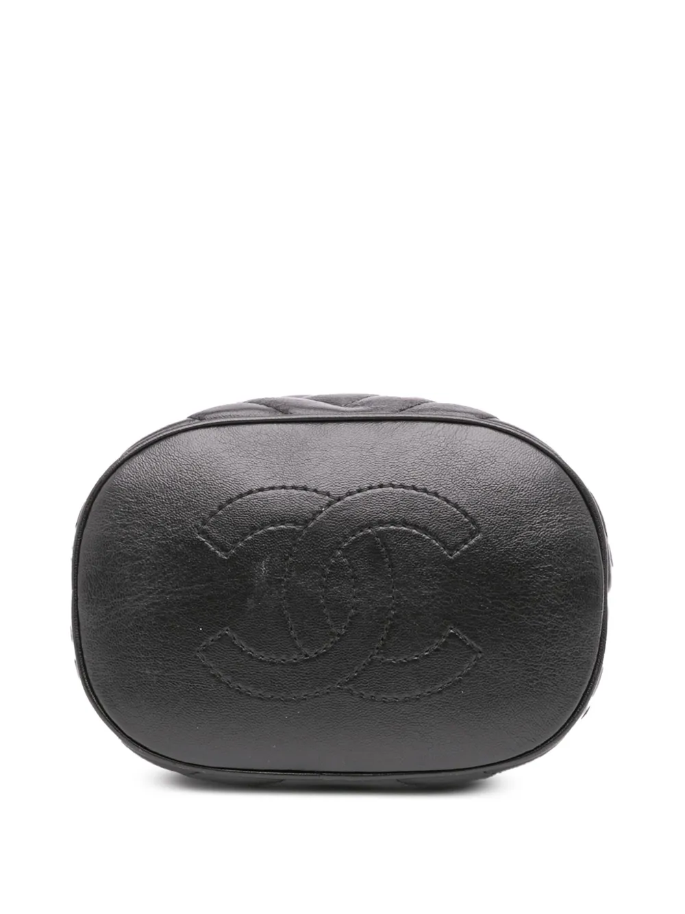 Pre-owned Chanel 2018-2019 Quilted Chevron Lambskin Handle With Chic Bucket Bag