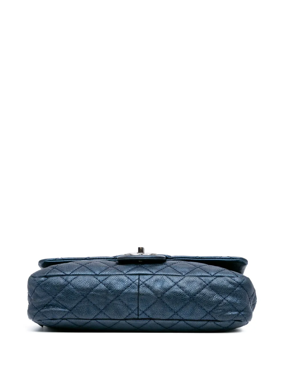 Pre-owned Chanel 2012 Jumbo Iridescent Quilted Caviar Easy Flap Shoulder Bag In Blue