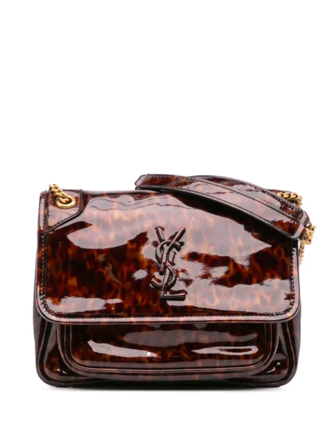 Saint Laurent Pre-Owned 2019 Baby Patent Leopard Print Niki Schultertasche