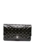 CHANEL Pre-Owned 2012 Medium Classic Striped Patent Double Flap shoulder bag - Black