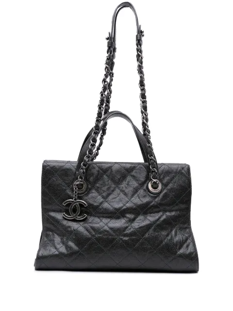 CHANEL Pre-Owned 2013-2014 CC Quilted Crumpled Caviar Crave Tote satchel