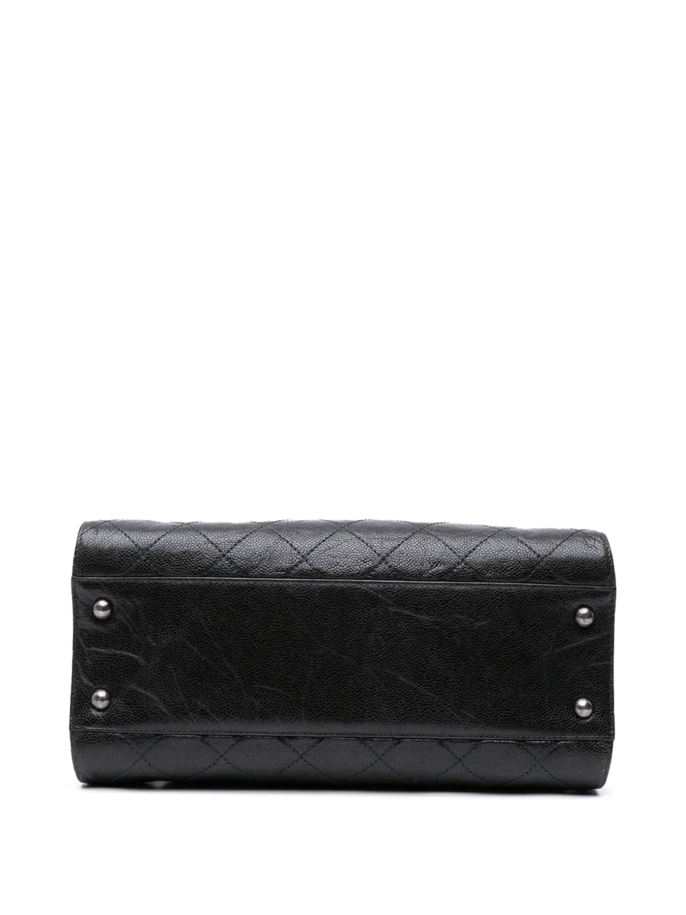 Pre-owned Chanel 2013-2014 Cc Quilted Crumpled Caviar Crave Tote Satchel