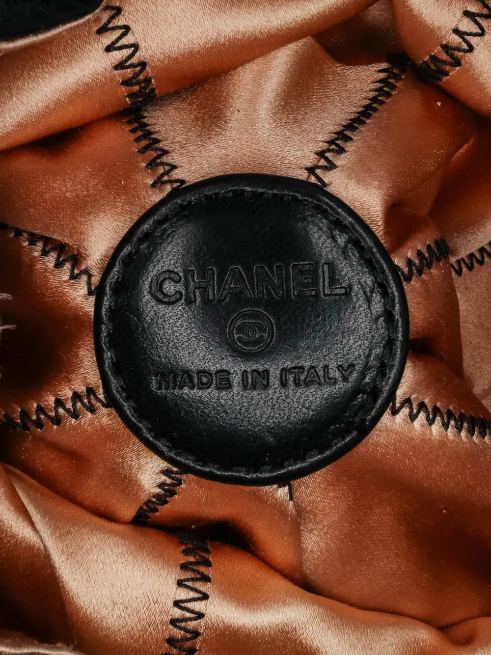 Pre-owned Chanel 2003-2004 Mini Lambskin And Satin Reversible Sac Cordon Clutch Bag In Brown