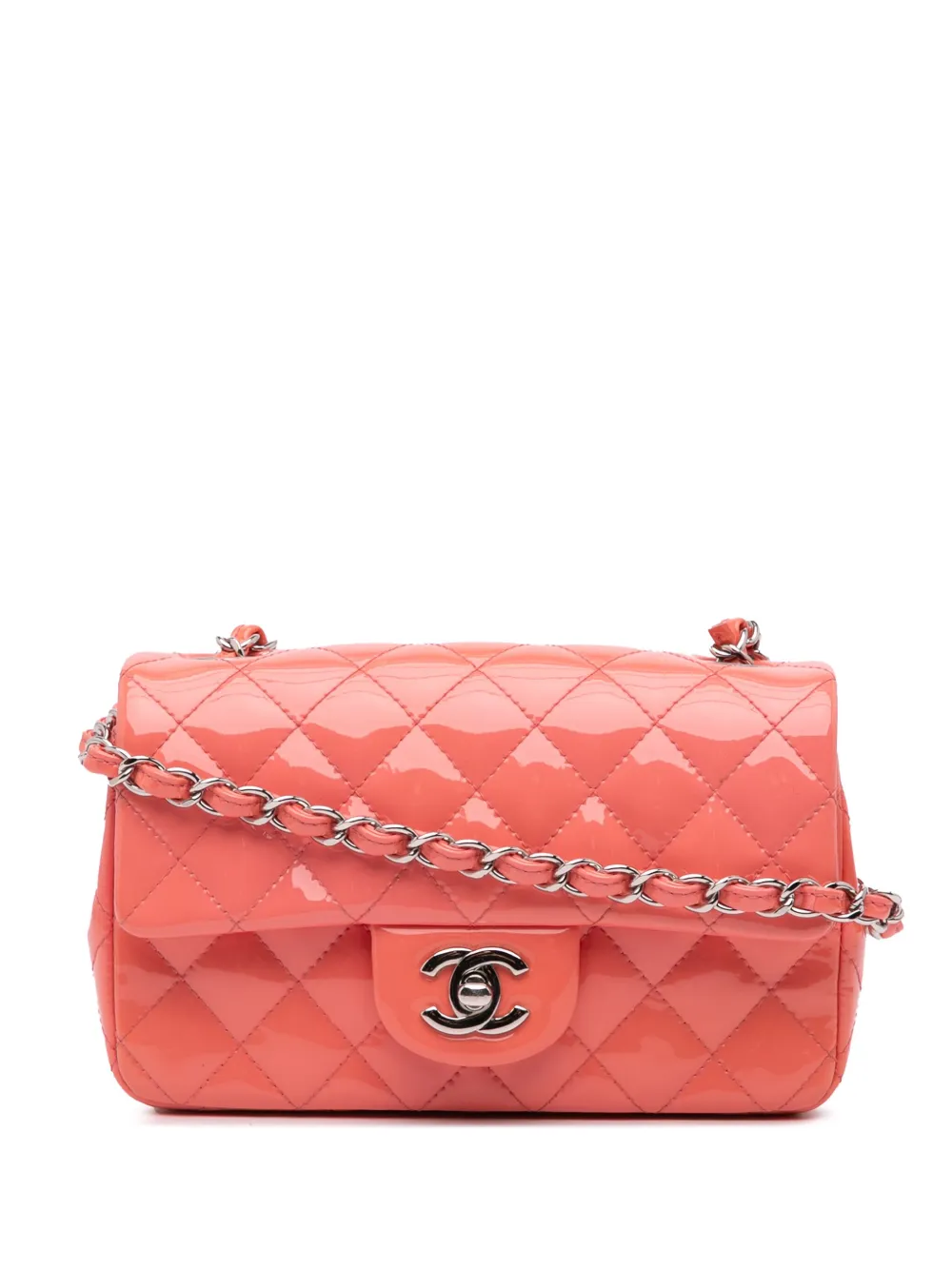 CHANEL Pre-Owned 2015-2016 Mini Rectangular Classic Patent Single Flap crossbody bag | Pink | Image 1