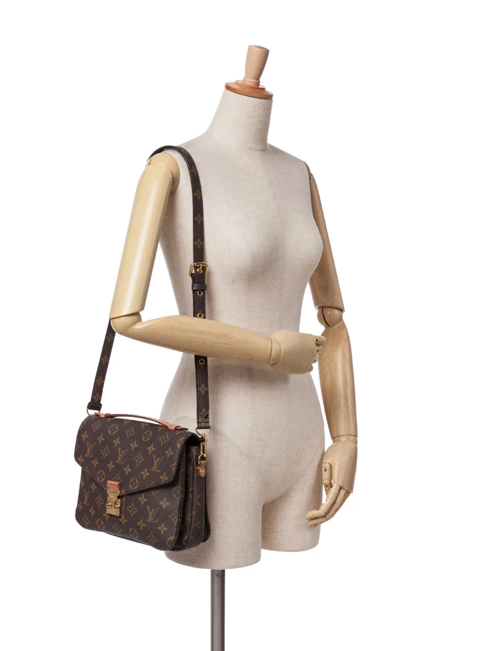 Pre-owned Louis Vuitton 2020 Monogram Pochette Metis Satchel In Brown