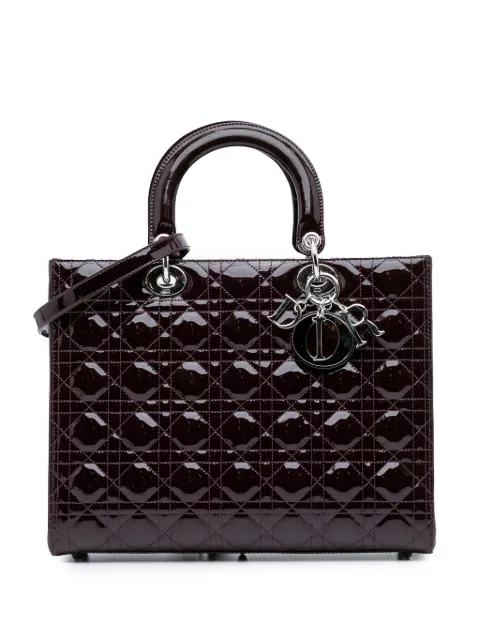 Christian Dior Pre-Owned bolsa satchel Lady Dior grande de charol con motivo Cannage 2009