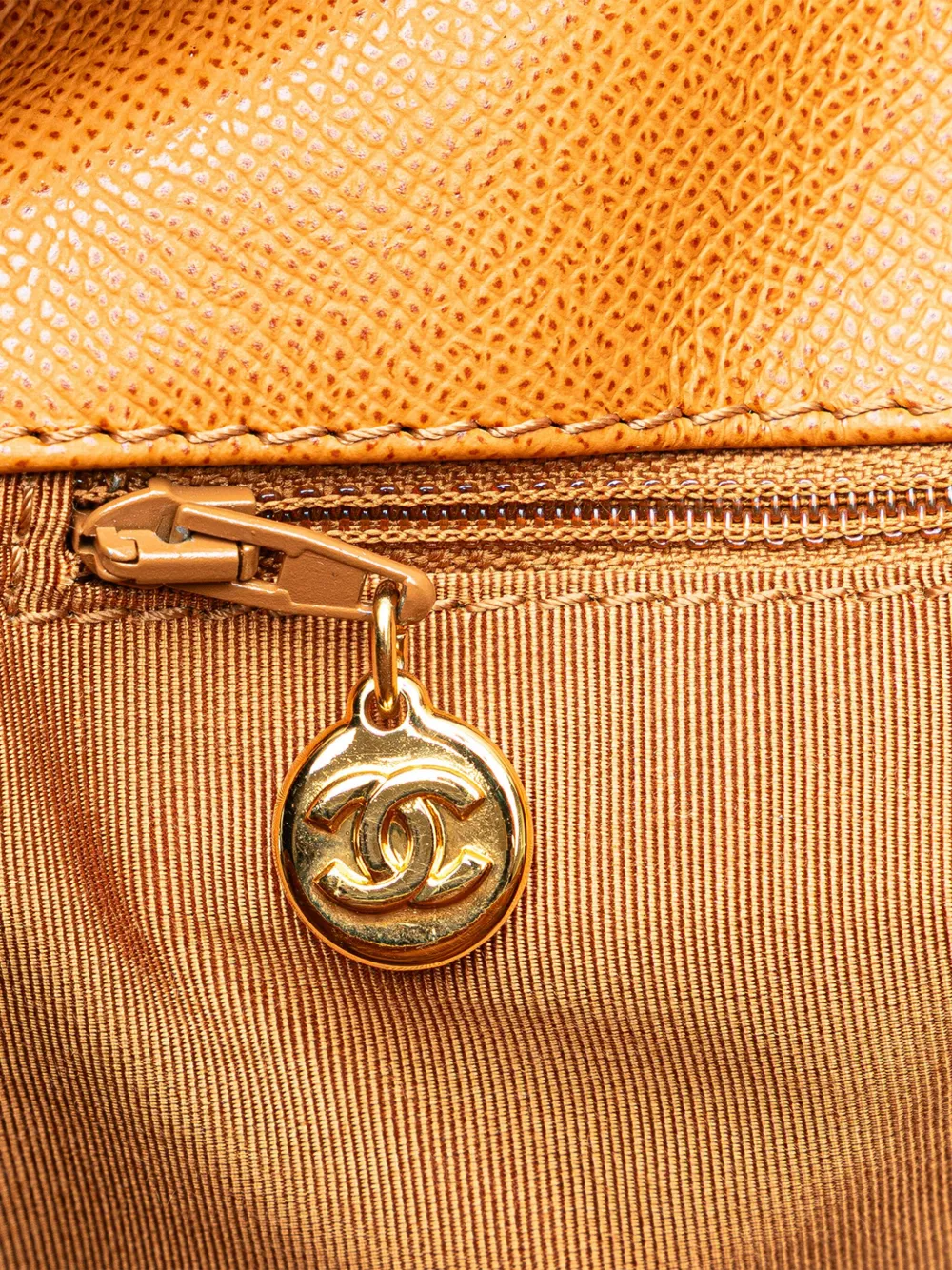 Pre-owned Chanel 1997-1999 Grained Calfskin Tote Bag In Brown