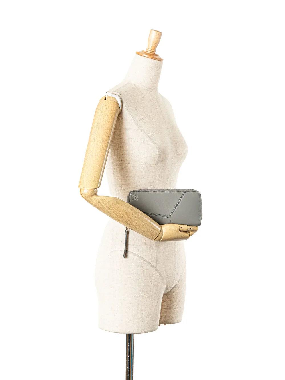 Pre-owned Loewe 2022 Puzzle Edge Zipped Open Wallet Long Wallets In Gray