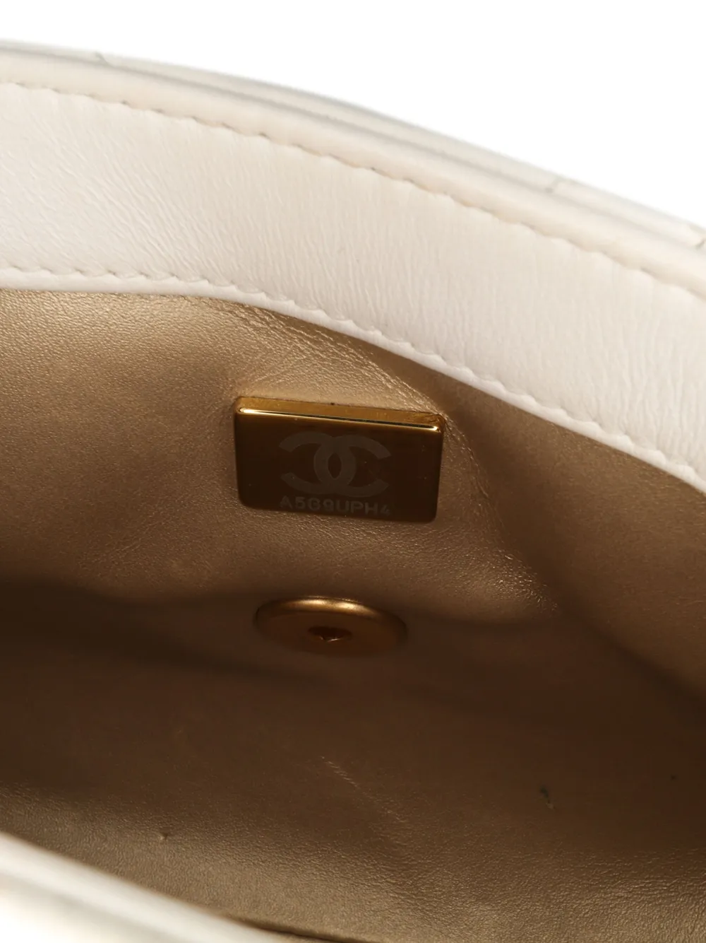 Pre-owned Chanel 2021-2024 Mini Quilted Lambskin Crystal Logo Letters Chain Flap Satchel