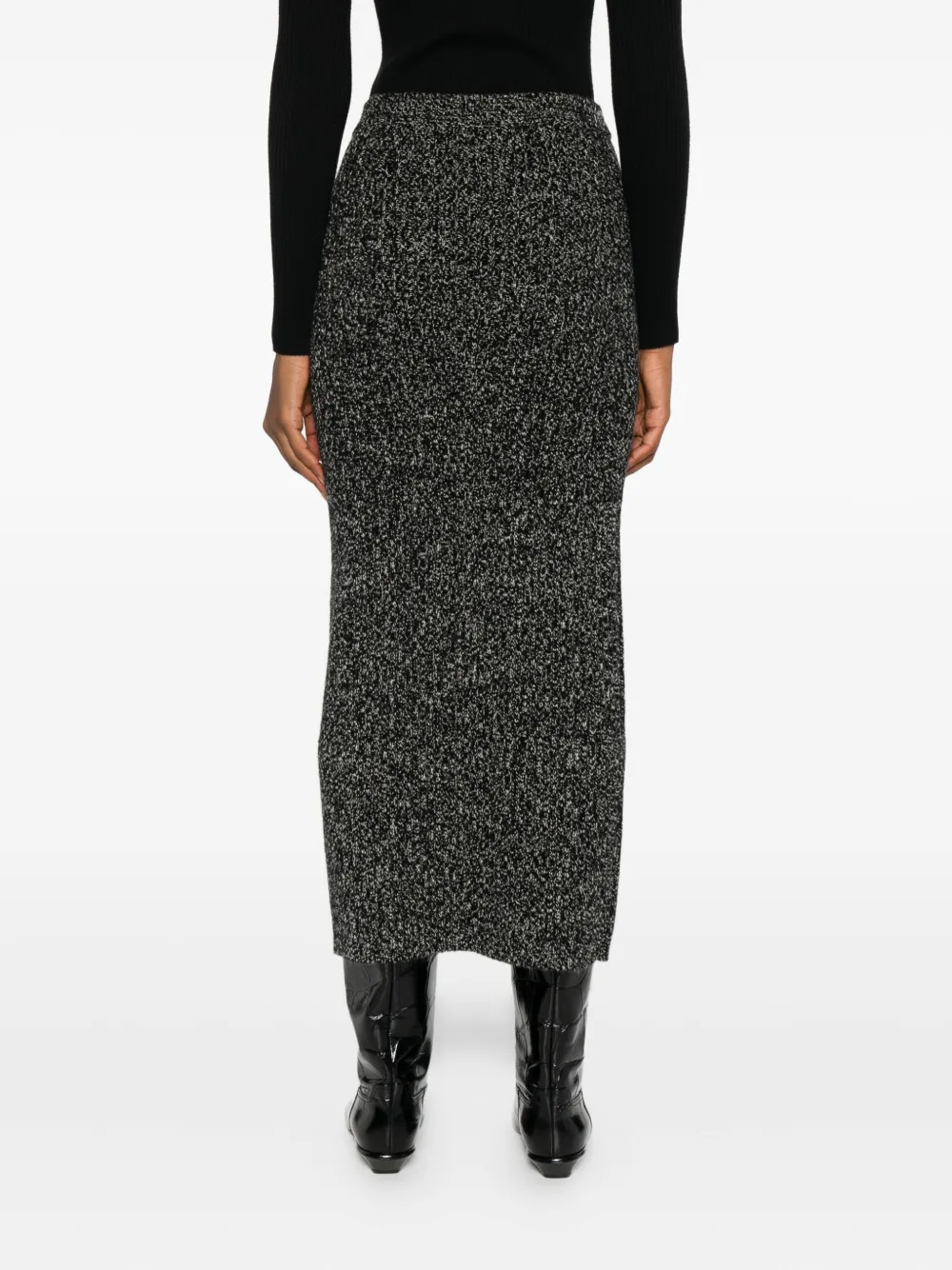 Max Mara Ribbed Lurex-effect Skirt In Black