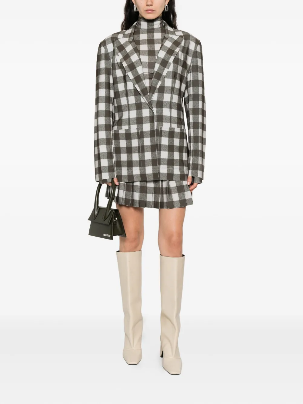 Norma Kamali Checked Single-breasted Blazer In Green