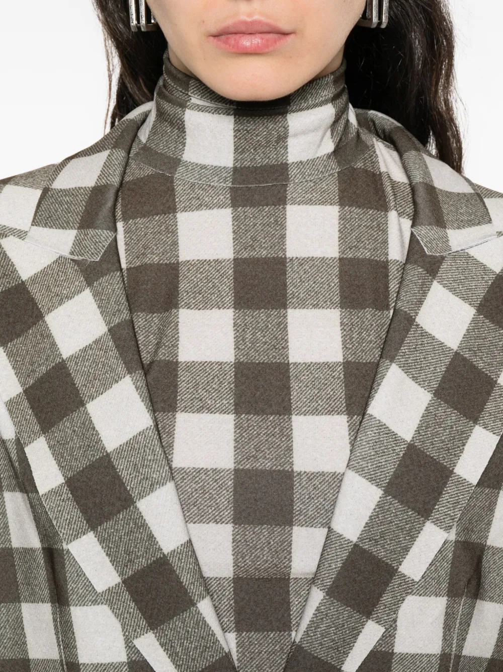 Norma Kamali Checked Single-breasted Blazer In Green