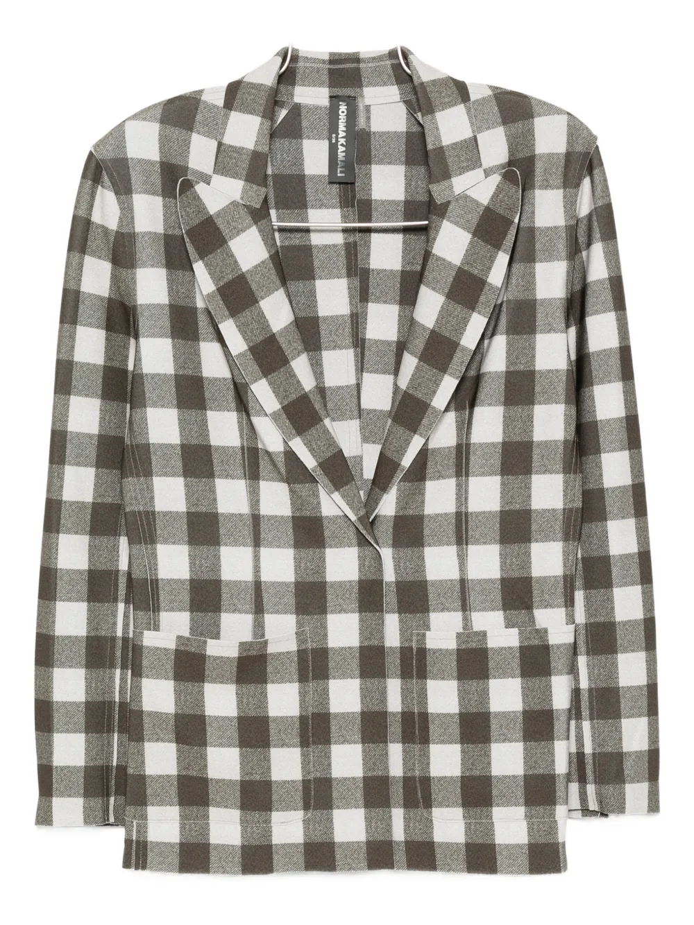 Norma Kamali Checked Single-breasted Blazer In Green
