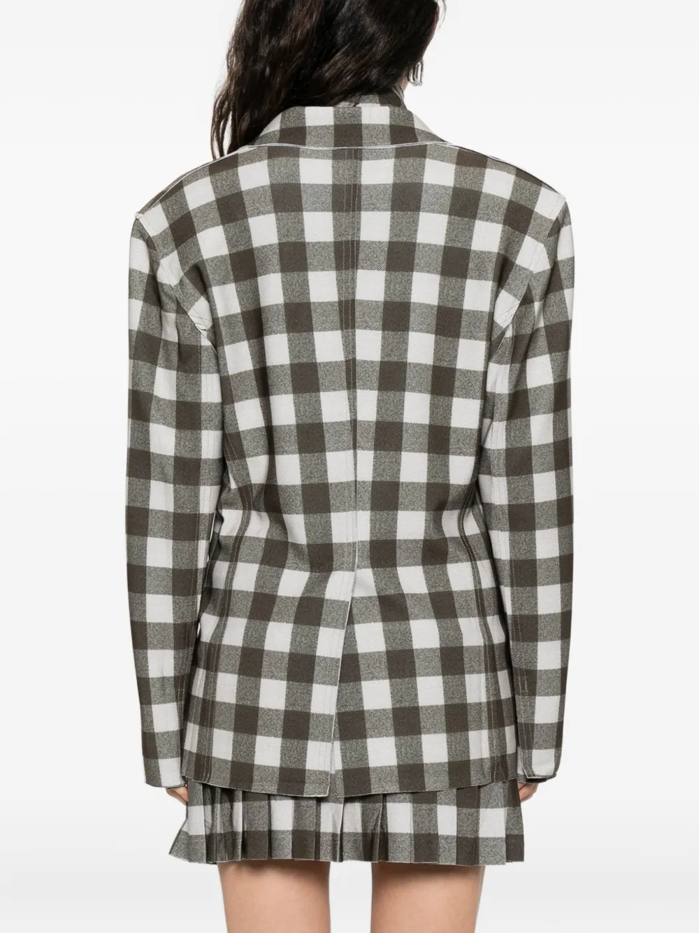 Norma Kamali Checked Single-breasted Blazer In Green