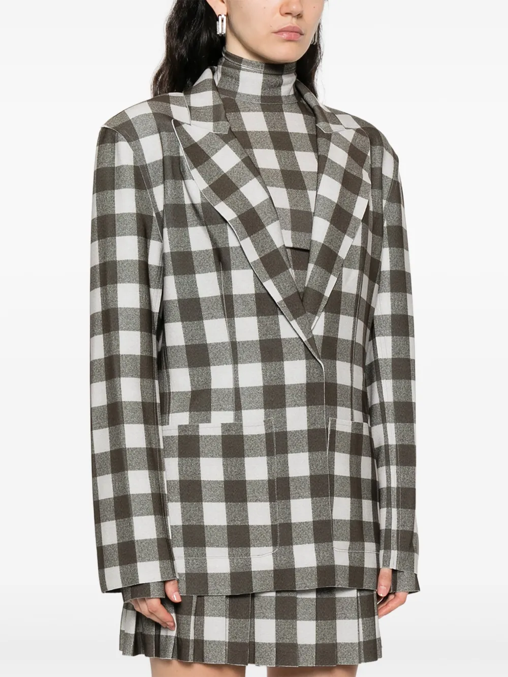  Norma Kamali Checked Single-breasted Blazer - Green 