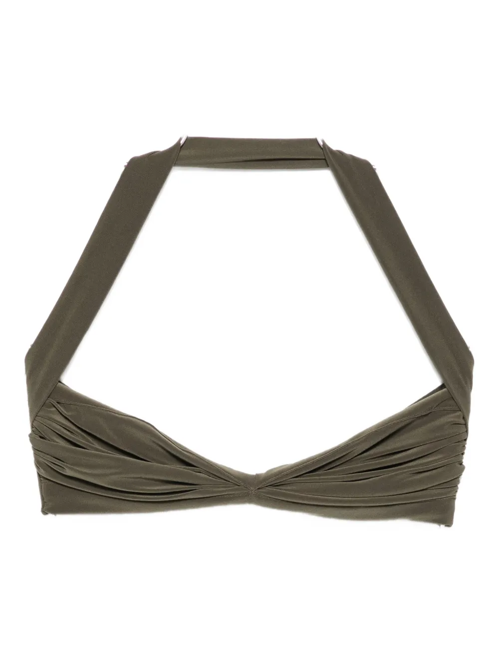 Norma Kamali Bill Halter-neck Draped Bikini Top In Green