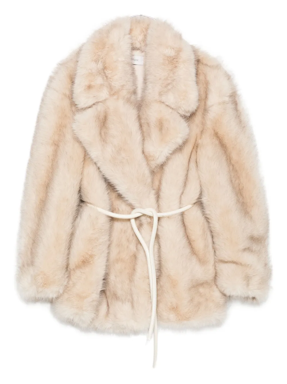 Sportmax Chic Jacket With Faux Fur And Belt In Neutral