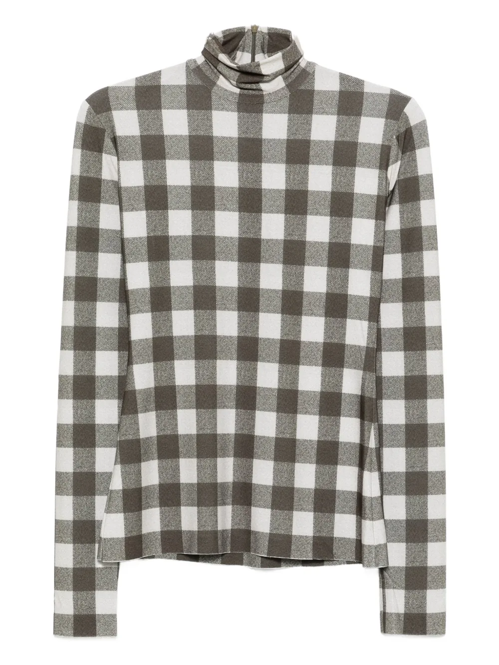 Norma Kamali Checked Turtleneck Top In Gray