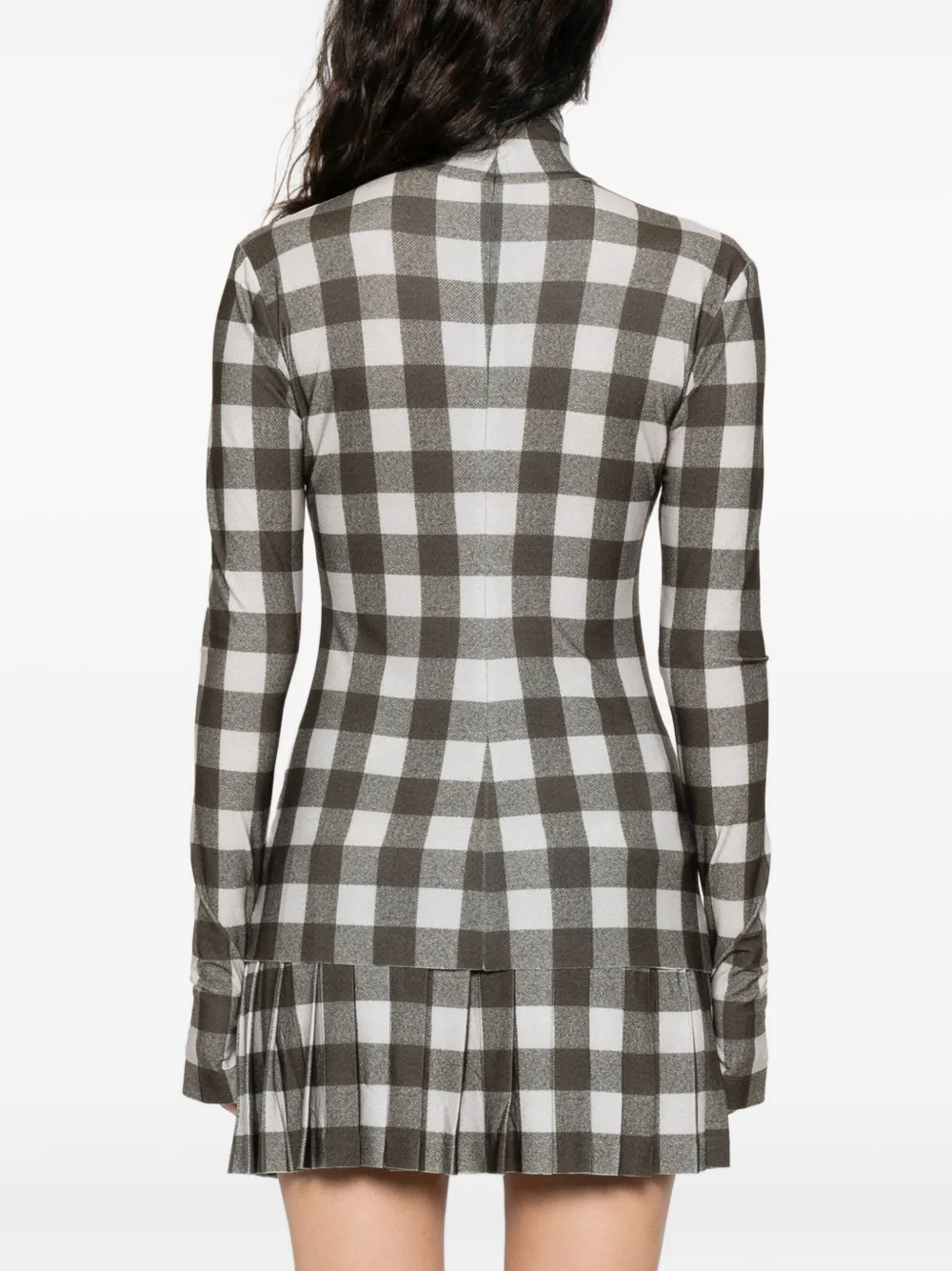 Norma Kamali Checked Turtleneck Top In Gray
