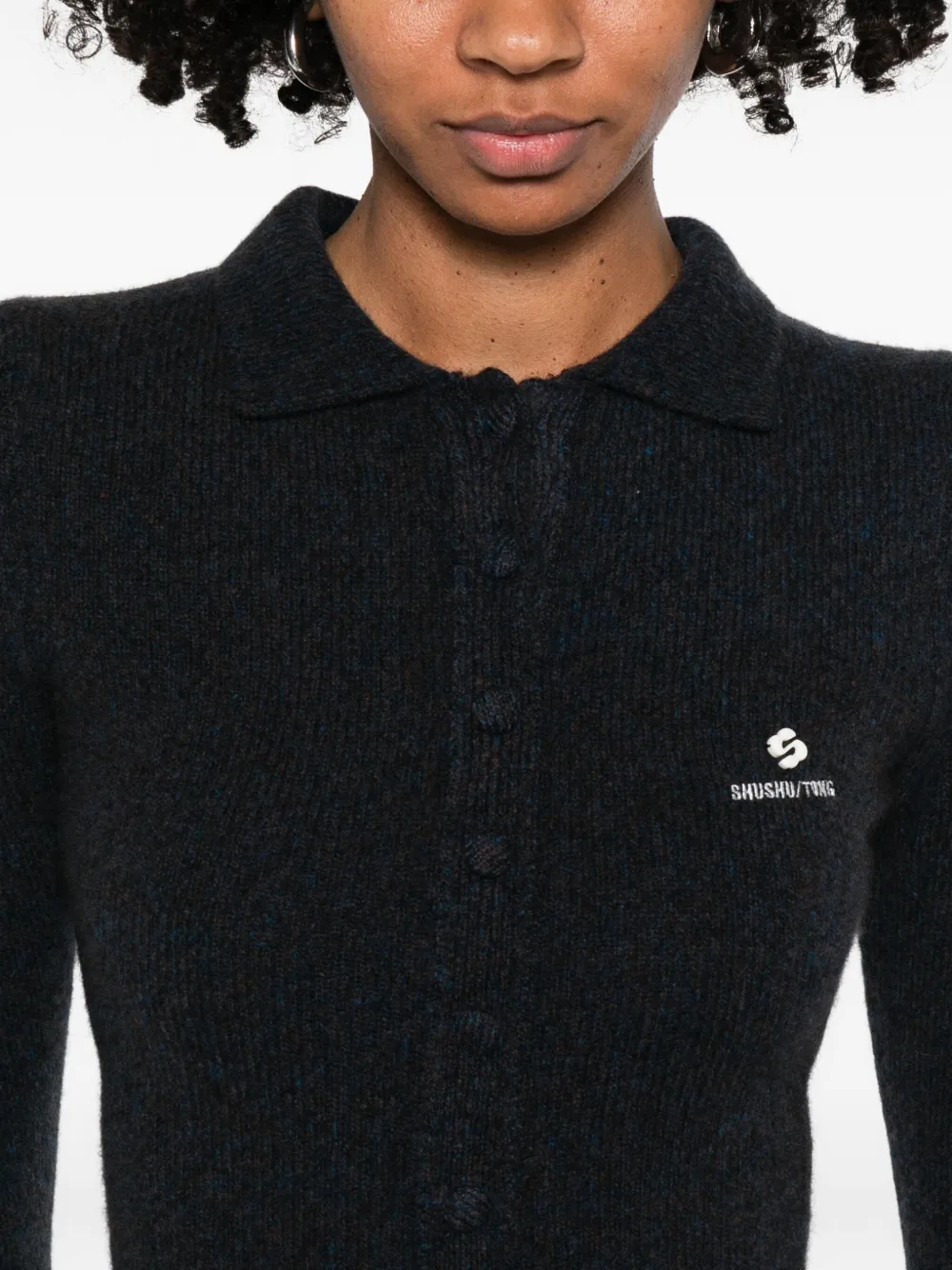 SHUSHU/TONG logo-detail Cardigan | Blue | FARFETCH