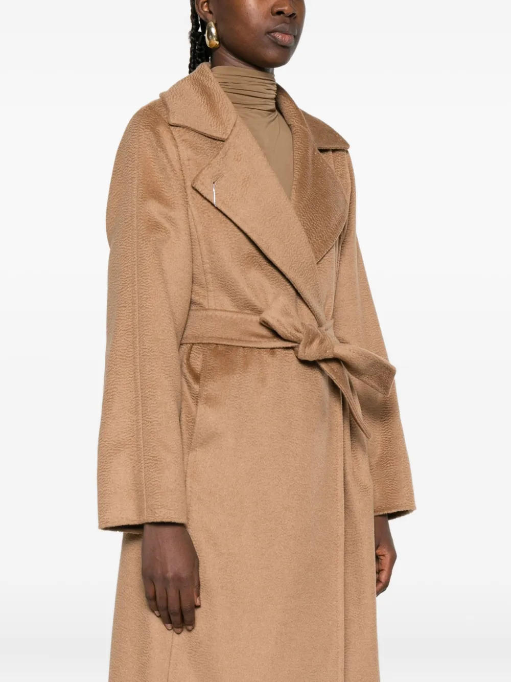 Max Mara Belted Notched-lapel Coat In Brown