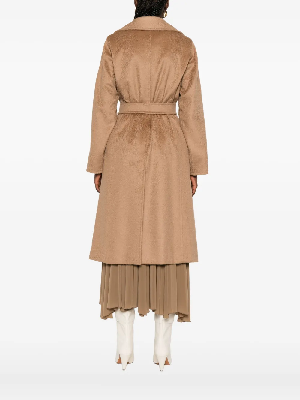 Max Mara Belted Notched-lapel Coat In Brown
