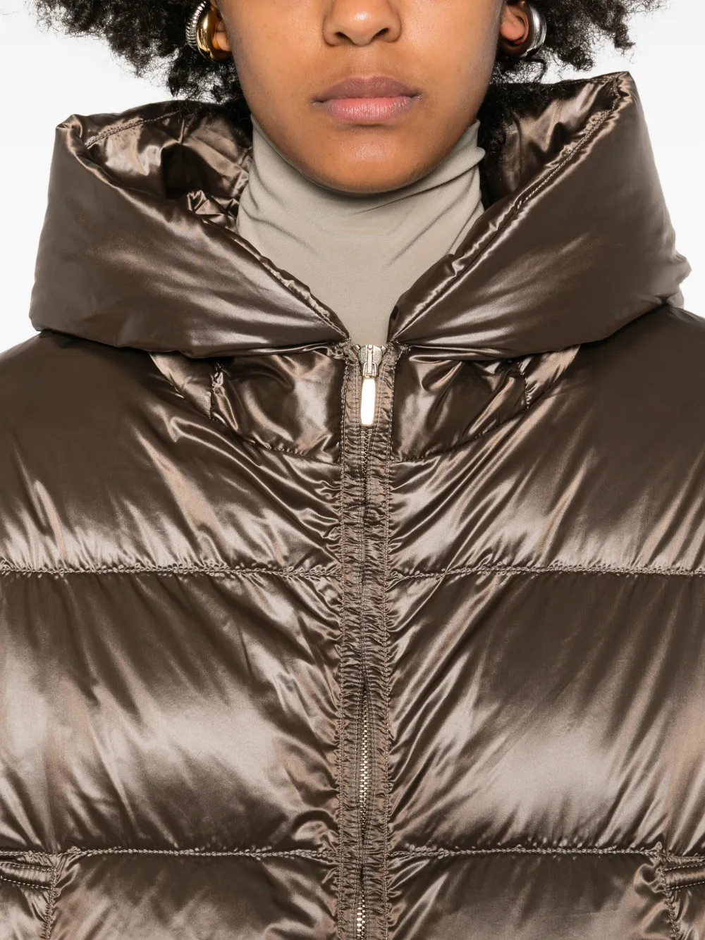 Max Mara Spaceca Quilted Hooded Jacket In Brown
