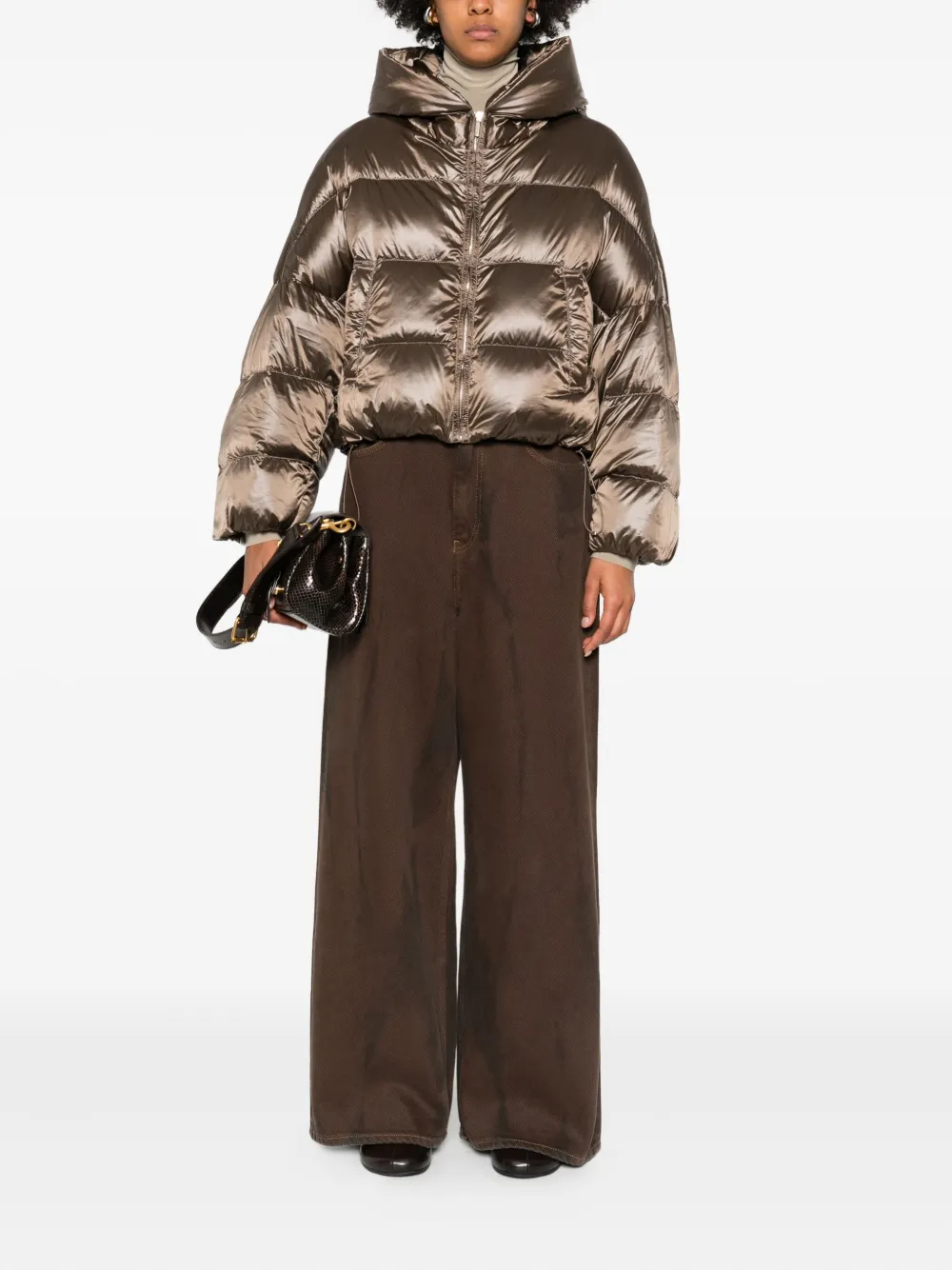 Max Mara Spaceca Quilted Hooded Jacket In Brown