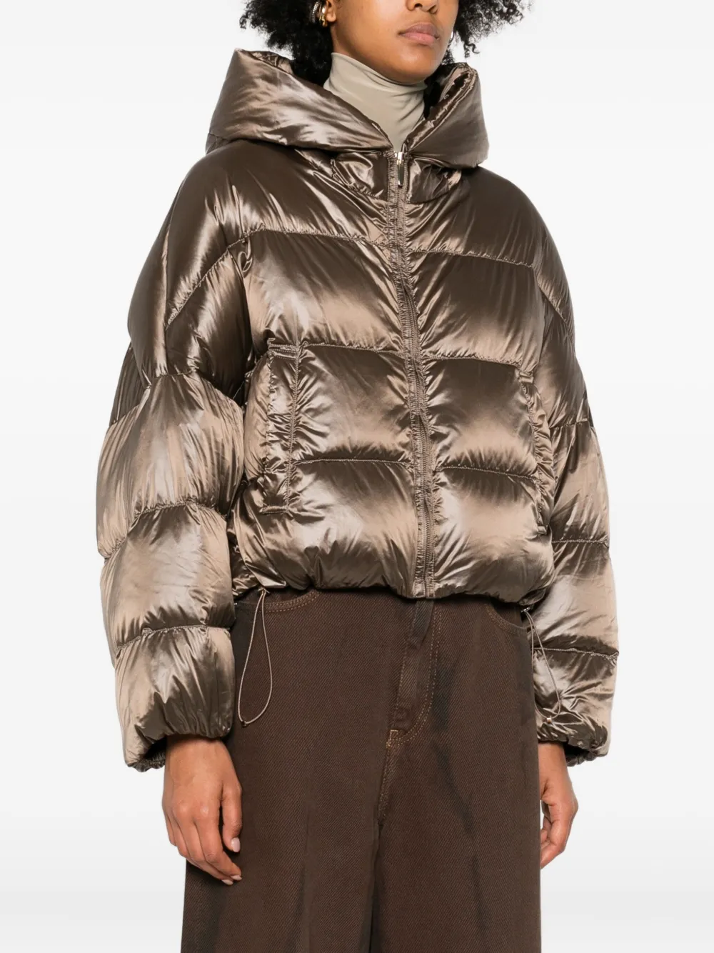 Max Mara Spaceca Quilted Hooded Jacket In Brown