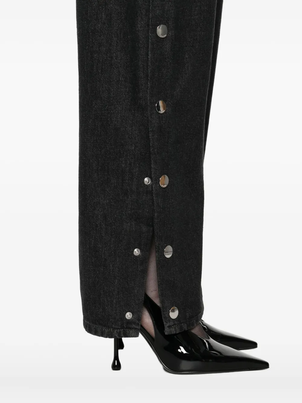 Sportmax High Waist Wide Leg Denim Trousers In Black