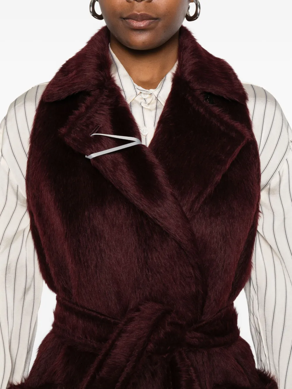 Max Mara Belted Sleeveless Coat In Red