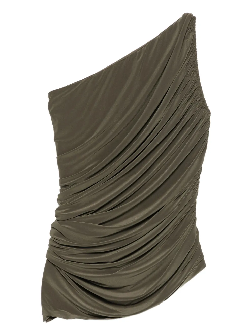 Norma Kamali Diana Mio One-strap Draped Swim Top In Green