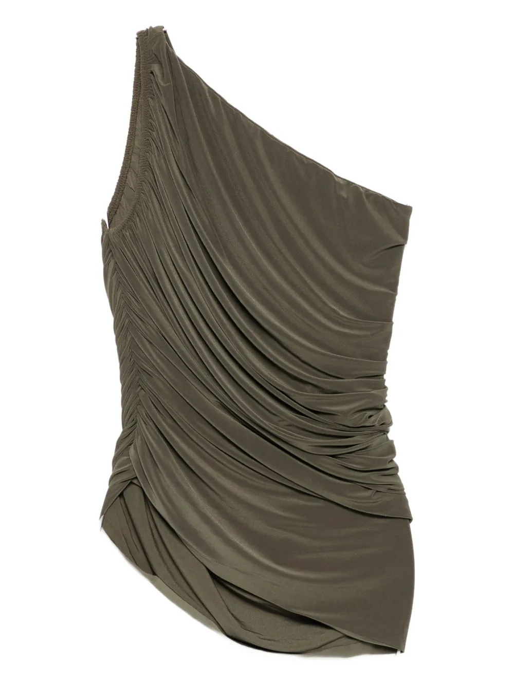 Norma Kamali Diana Mio One-strap Draped Swim Top In Green