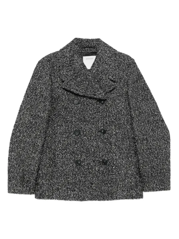 Sportmax Double-breasted Speckled Coat in Black