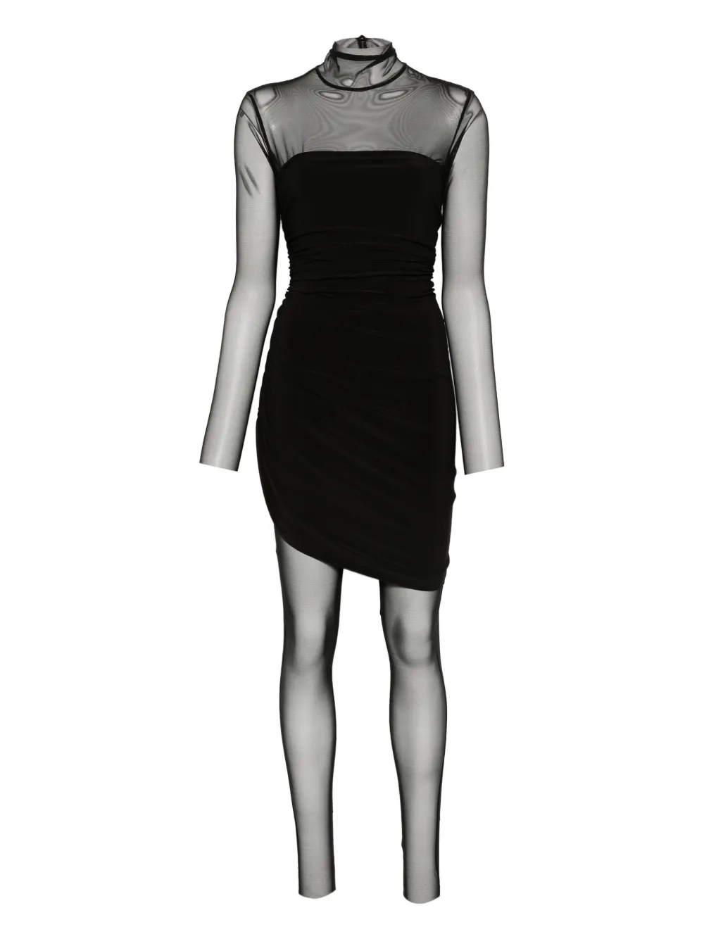 Norma Kamali mesh-panelled draped mini dress Zwart