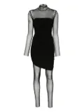 Norma Kamali mesh-panelled draped mini dress - Black