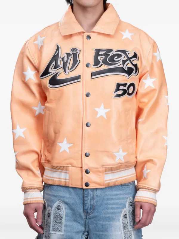 AVIREX XL オレンジ レザージャケット AVIREX（アヴィレックス） レザー ジャケット パッチド ライダース