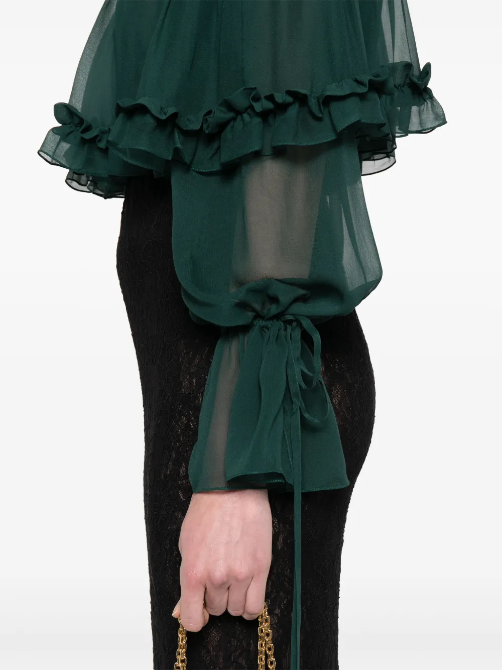 Saint Laurent Zijden blouse met ruches Groen