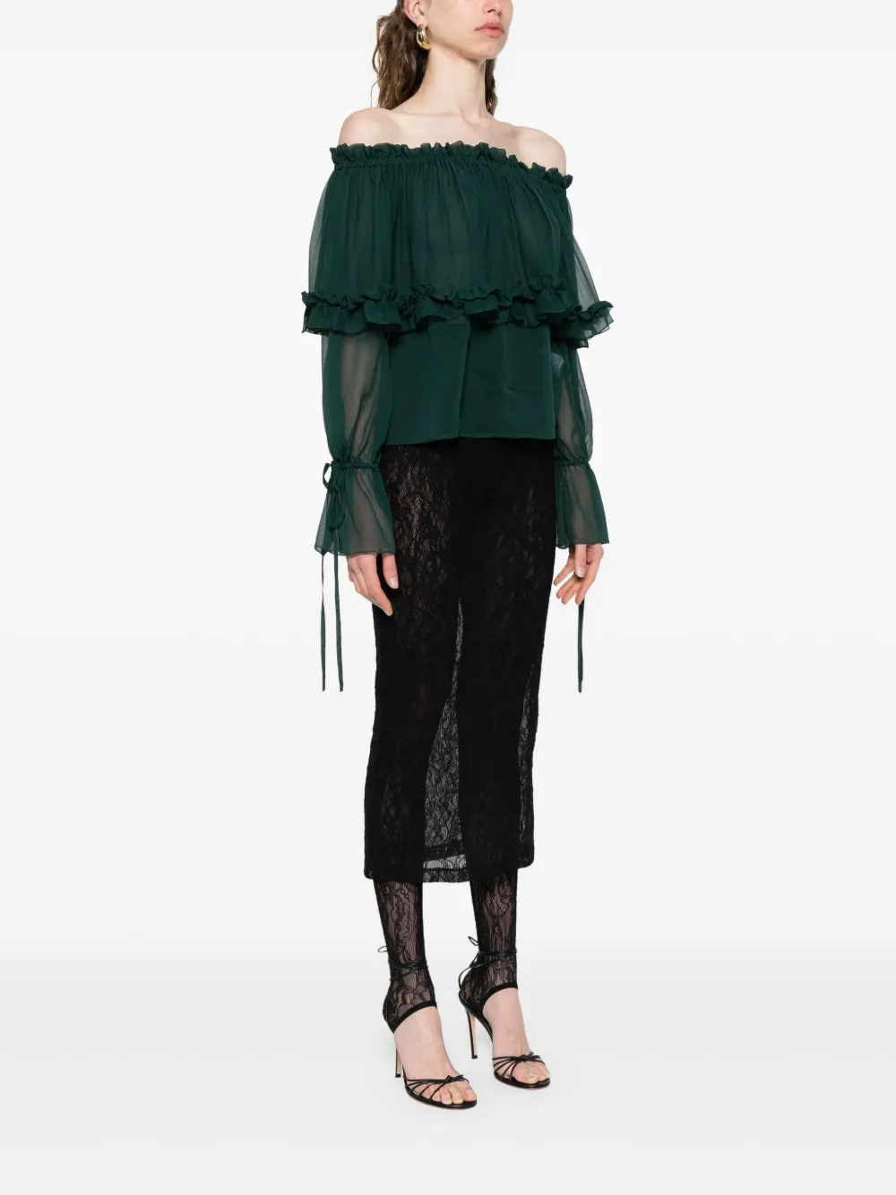Saint Laurent Zijden blouse met ruches Groen