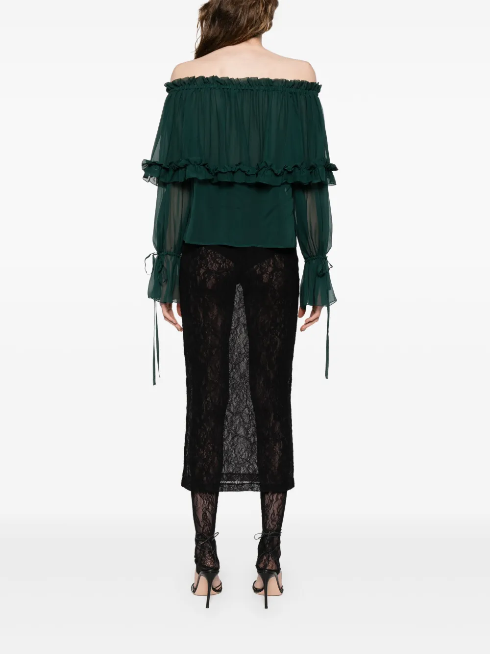 Saint Laurent Zijden blouse met ruches Groen